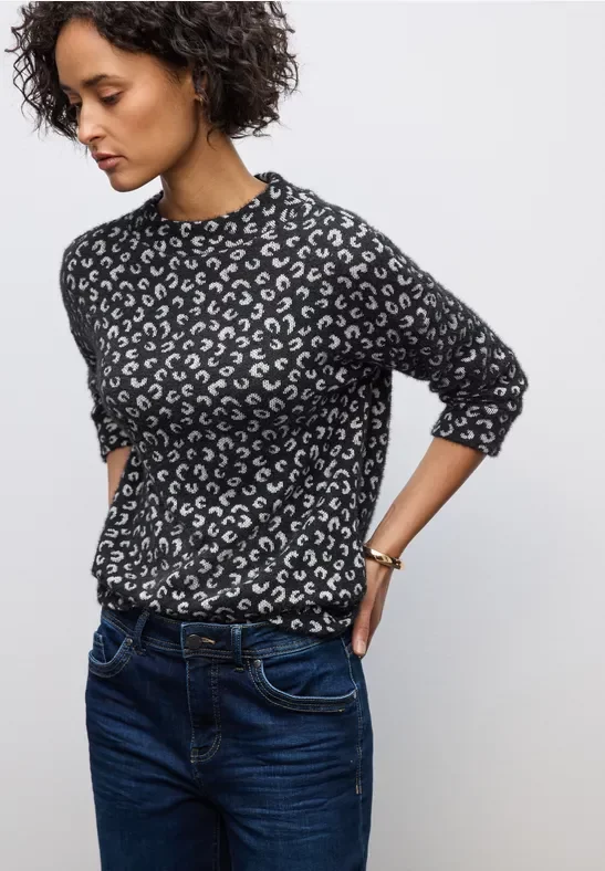 Street One Frauen Leo Turtleneck Shirt in Schwarz, Gr: 36