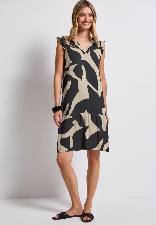 Thumbnail - Street One Frauen Gemustertes Tunika-Kleid in Grau, Gr: 38