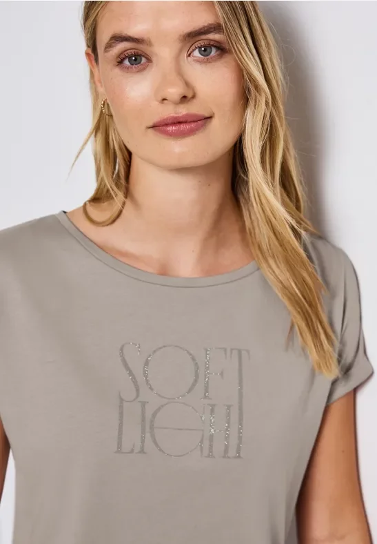Thumbnail - Street One Frauen Basic Shirt mit Print in Beige, Gr: 38