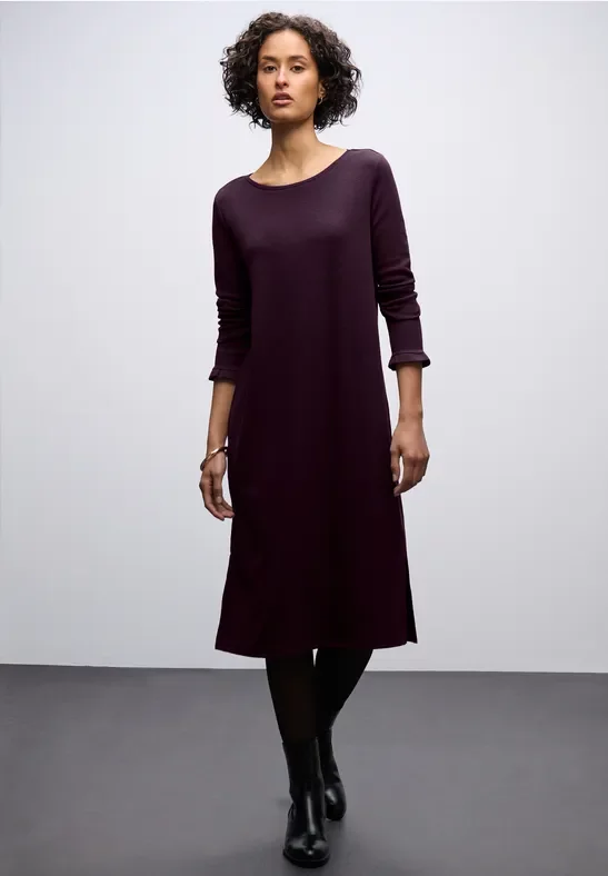 Street One Frauen Midi-Kleid in Rippstruktur in Rot, Gr: 46