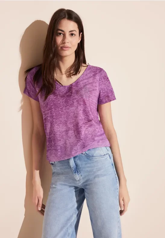 Street One Frauen T-Shirt mit Farbverlauf in Pink, Gr: 34