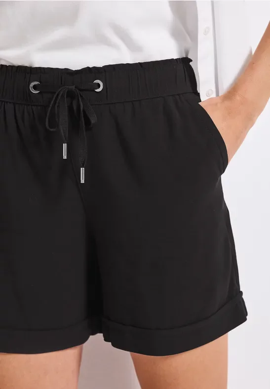 Street One Frauen Paperbag Shorts in Schwarz, Gr: 44