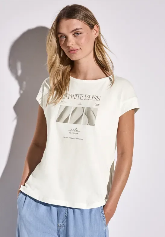 Street One Frauen Shirt mit Foto-Print in Weiß, Gr: 42