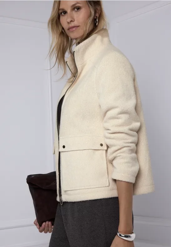 Street One Frauen Jacke mit Stehkragen in Beige, Gr: 40