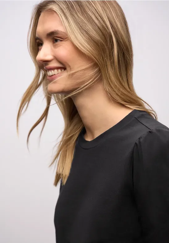 Thumbnail - Street One Frauen Shirt mit Raffung in Schwarz, Gr: 36