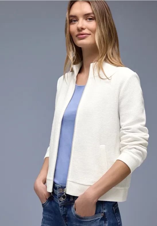 Street One Frauen Zipper Jacke in Weiß, Gr: 46
