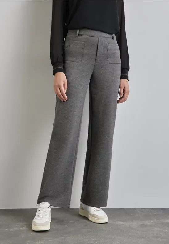 Street One Frauen Straight Leg Hose in Grau, Gr: 44