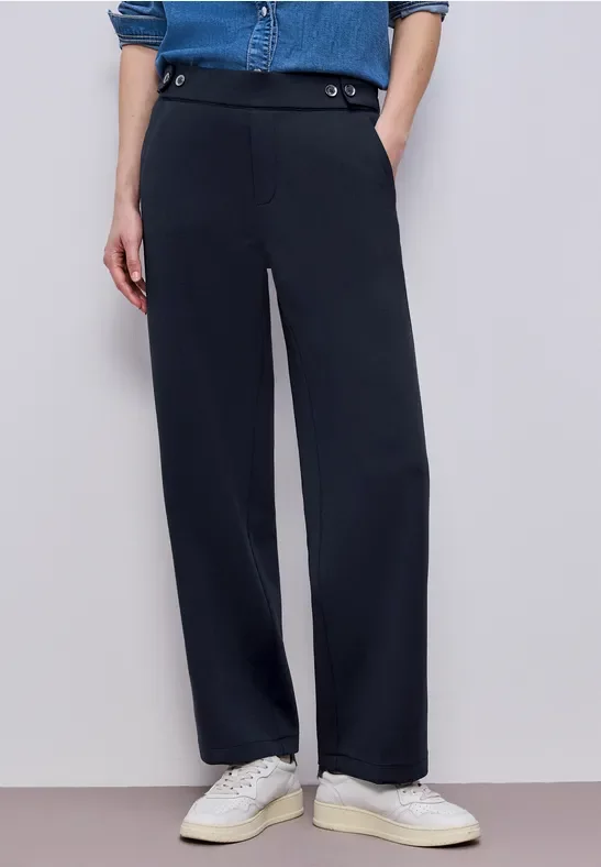 Street One Frauen Straight Leg Hose in Blau, Gr: 34