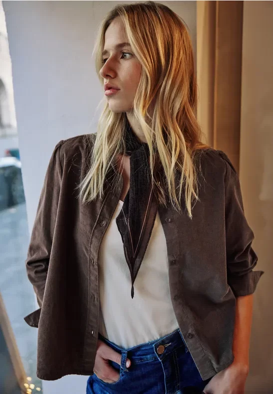 Street One Studio Frauen Cord Hemdbluse in Braun, Gr: 46