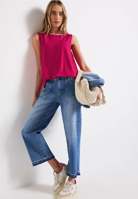 Street One Frauen Basic Top in Pink, Gr: 46