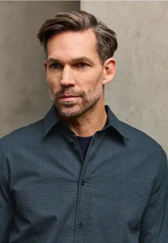 Street One MEN Männer Popeline Minimal Print Hemd in Blau, Gr: 3XL