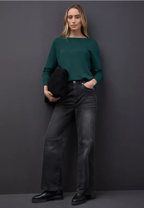 Street One Frauen Basic Pullover in Grün, Gr: 44