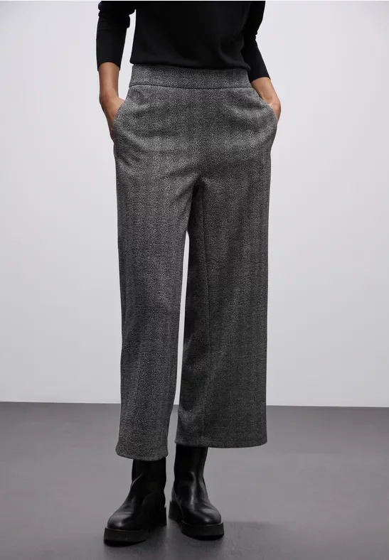 Thumbnail - Street One Frauen Glitzernde Wide Leg Hose in Schwarz, Gr: 40
