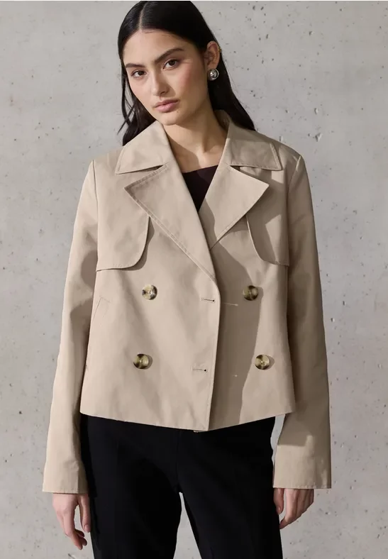 Street One Studio Frauen Kurzer Trenchcoat in Beige, Gr: 46