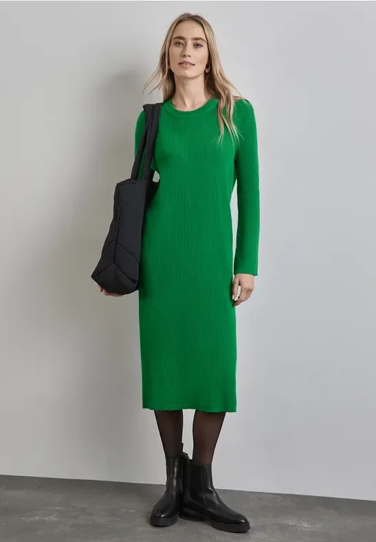 Thumbnail - Street One Frauen Kleid mit Rippenstruktur in Grün, Gr: 36