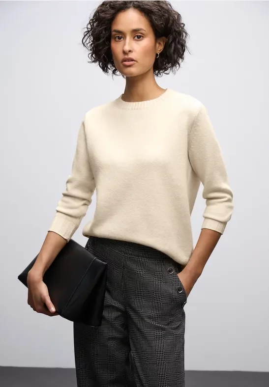 Thumbnail - Street One Frauen Rundhals Pullover in Beige, Gr: 40