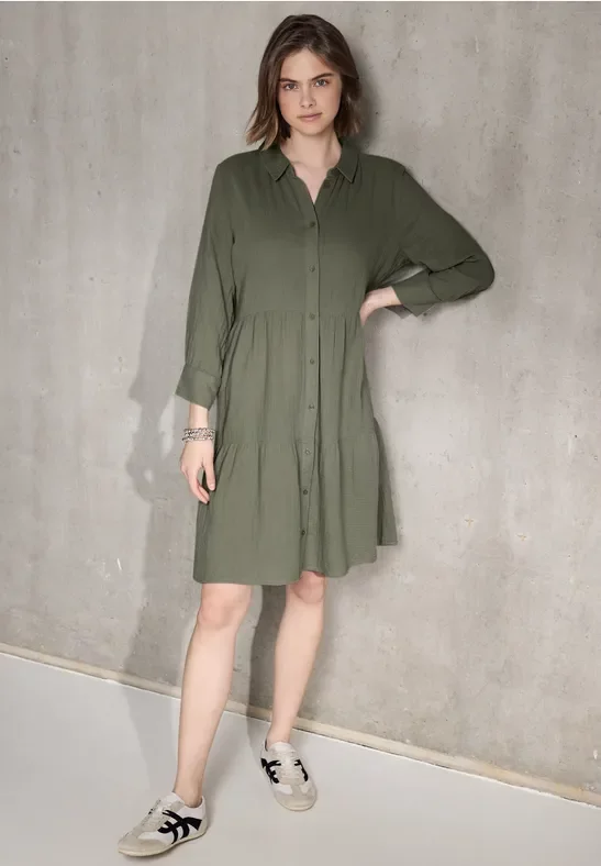 Thumbnail - Street One Studio Frauen Blusenkleid mit Volants in Grün, Gr: 40