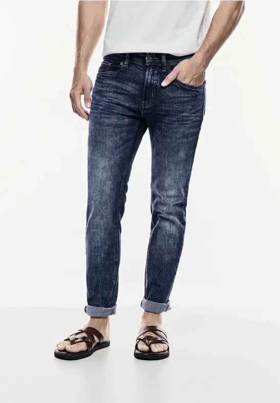 Street One MEN Männer Skinny Fit Jeans in Blau, Gr: 28