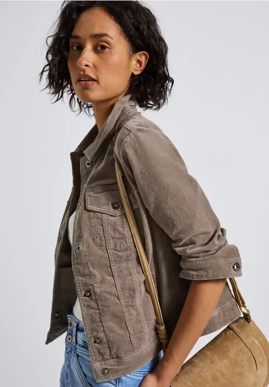 Street One Frauen Mini-Cord Jacke in Braun, Gr: 46