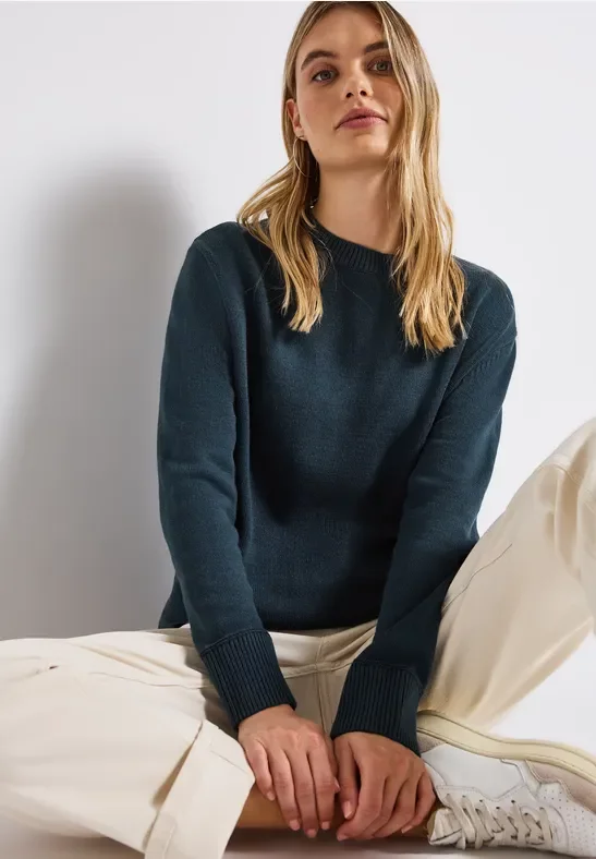 Thumbnail - Street One Frauen Rundhals Pullover in Türkis, Gr: 36