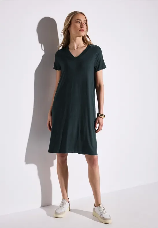 Thumbnail - Street One Frauen Jersey-Kleid in Unifarbe in Grün, Gr: 44