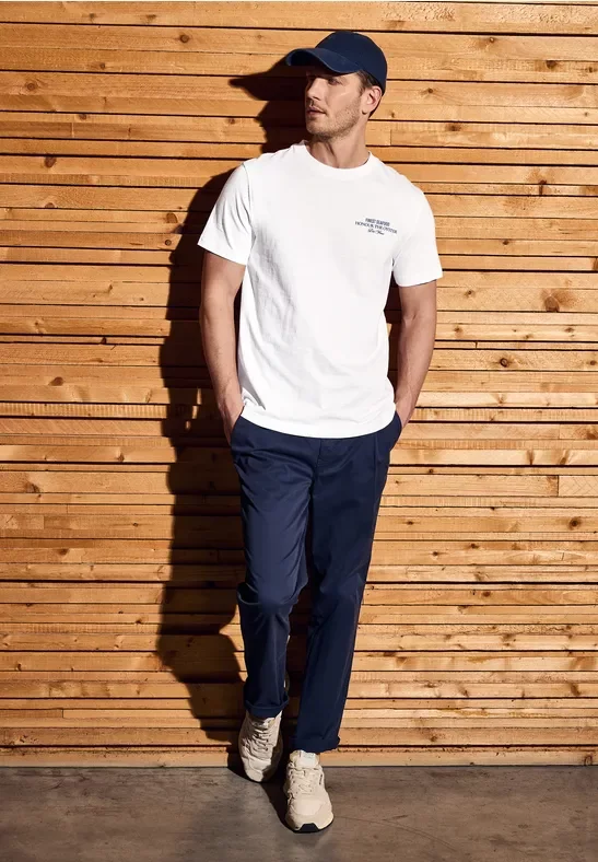 Thumbnail - Street One MEN Männer T-Shirt mit Backprint in Weiß, Gr: L