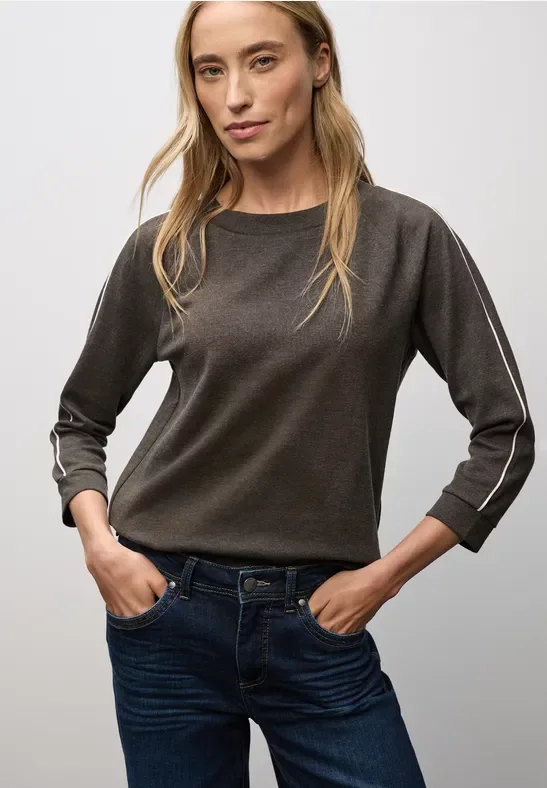 Street One Frauen Shirt mit Tapedetail in Braun, Gr: 42