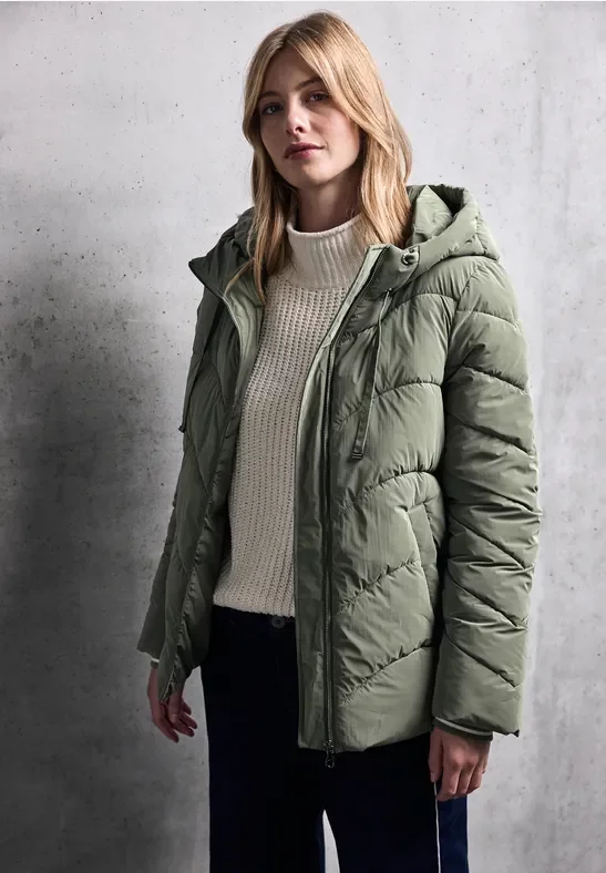 Thumbnail - Street One Studio Frauen Jacke mit Wellen-Steppung in Grün, Gr: 38