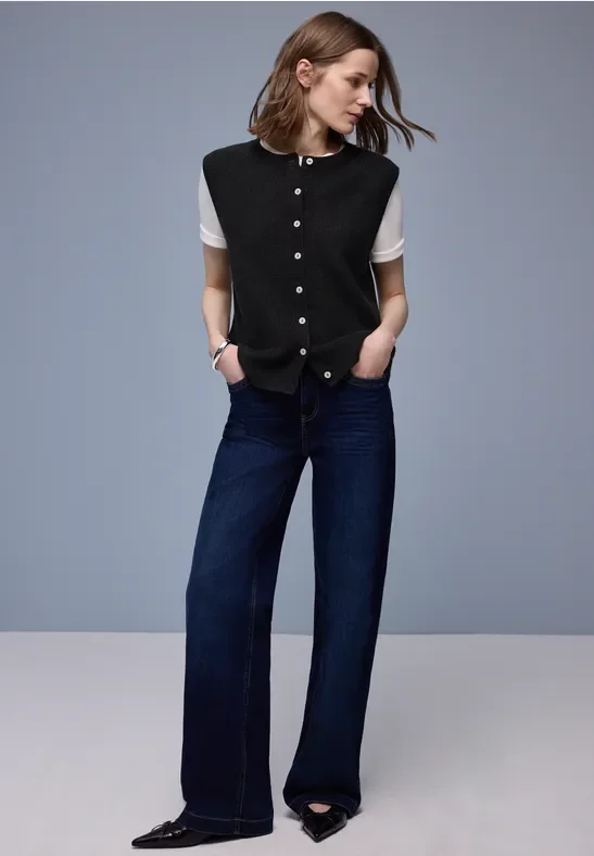 Street One Frauen Kuschelige Weste in Schwarz, Gr: 38