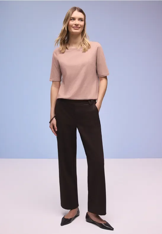 Street One Frauen Shirt mit U-Boot-Ausschnitt in Rosa, Gr: 34