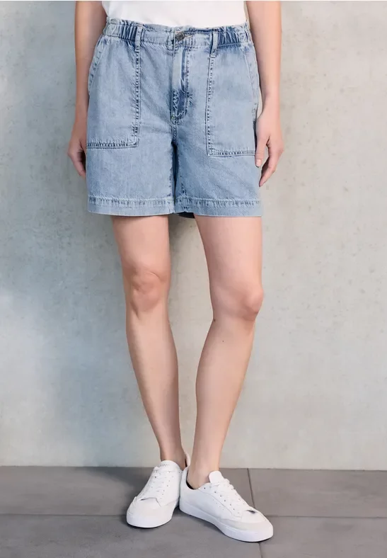 Street One Studio Frauen Paperbag Jeansshorts in Beige, Gr: 29