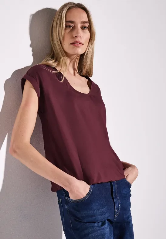 Thumbnail - Street One Frauen Bluse in Unifarbe in Rot, Gr: 38