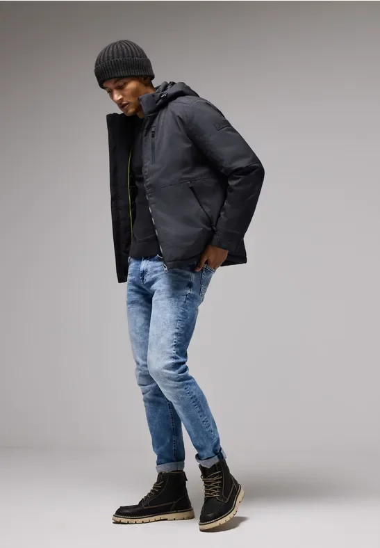 Street One MEN Männer Jacke mit abnehmbarer Kapuze in Grau, Gr: L