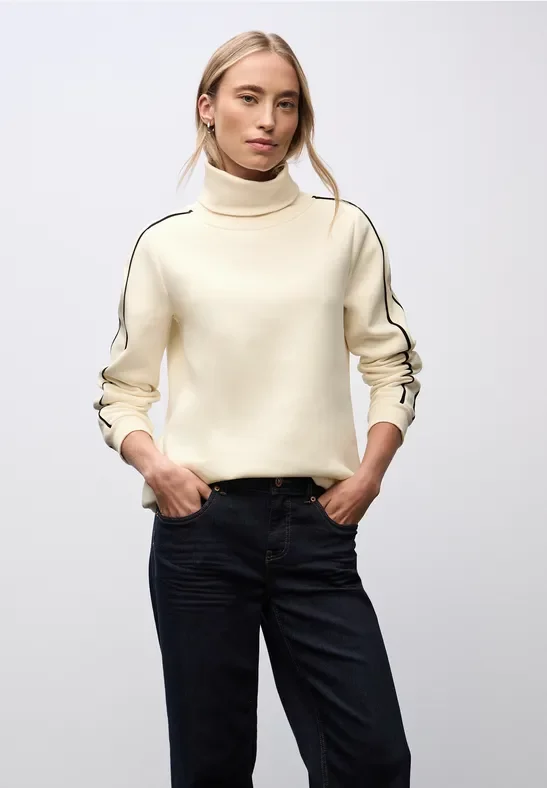 Street One Frauen Sweatshirt mit Stehkragen in Beige, Gr: 44