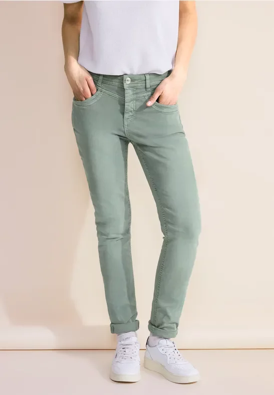 Street One Frauen Casual Fit Color Jeans in Grün, Gr: 31