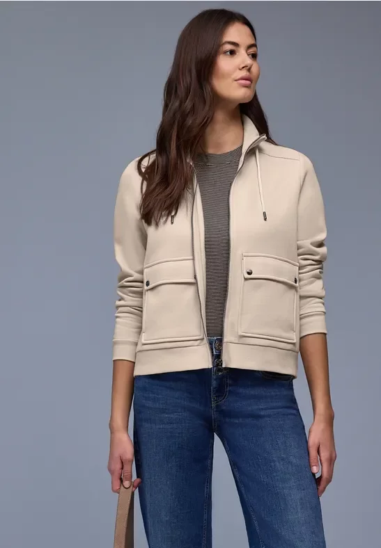 Street One Frauen Struktumix Jacke in Beige, Gr: 34