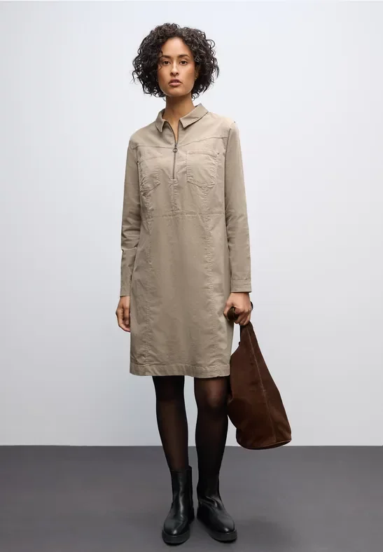 Thumbnail - Street One Frauen Cordkleid mit Zipper in Beige, Gr: 40