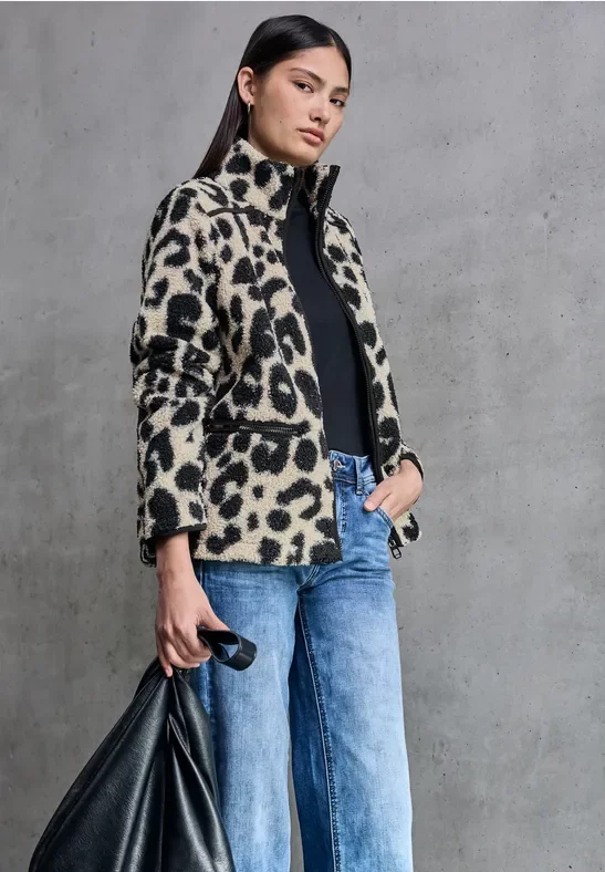 Street One Studio Frauen Leo Teddy-Jacke in Beige, Gr: 38