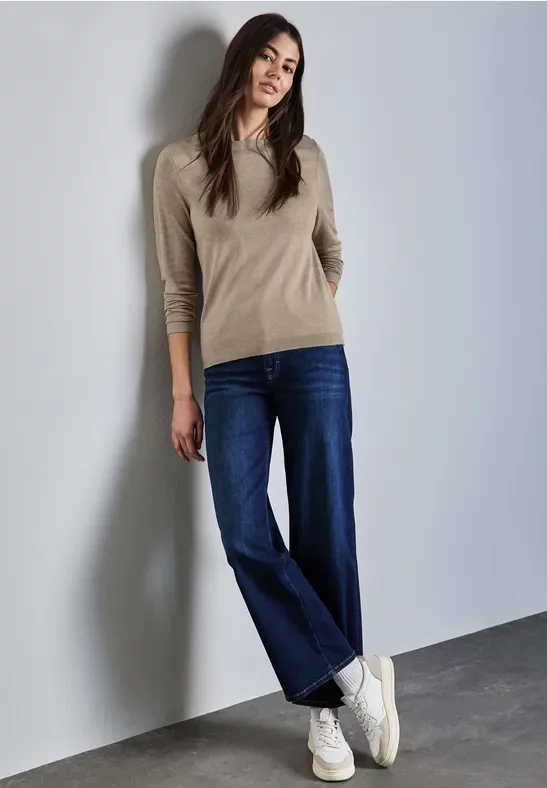 Street One Frauen Weicher Strickpullover in Beige, Gr: 42