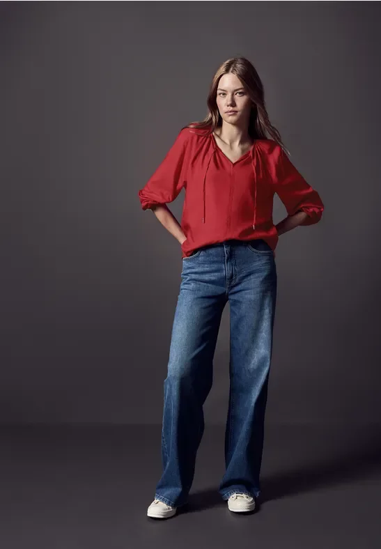 Street One Studio Frauen Bluse mit Raffungen in Rot, Gr: 46