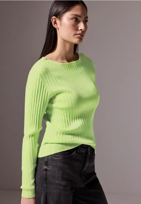 Thumbnail - Street One Studio Frauen Pullover mit Rippstruktur in Grün, Gr: 44