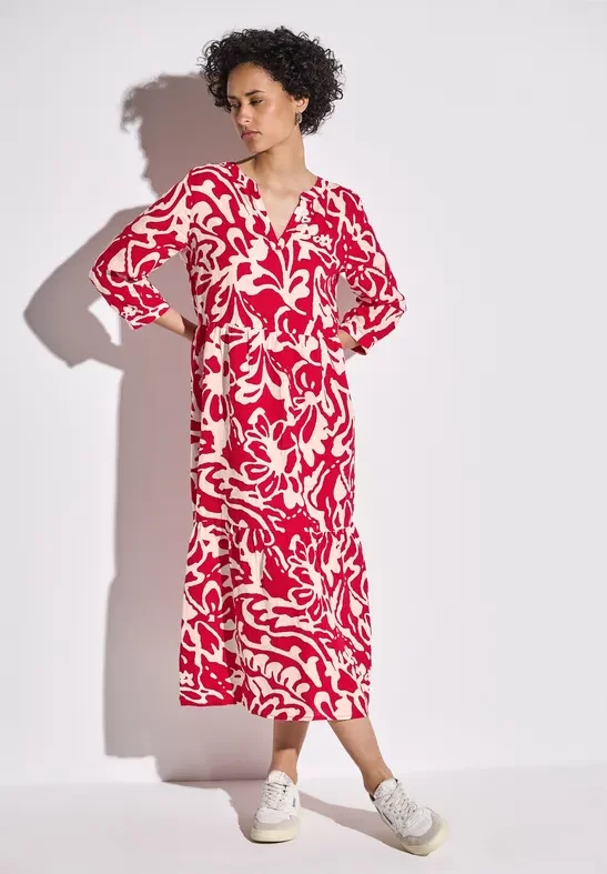 Thumbnail - Street One Frauen Leinenkleid mit Print in Rot, Gr: 36