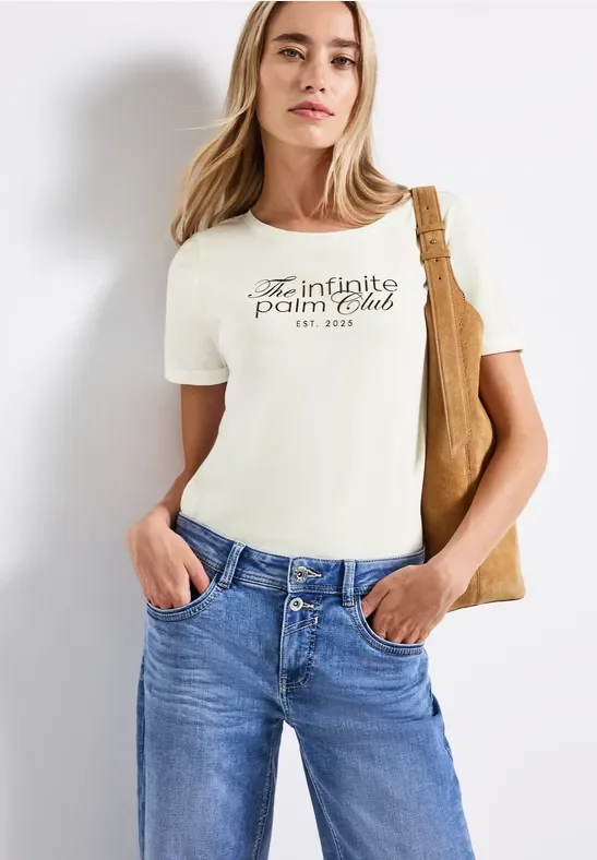 Street One Frauen T-Shirt mit Wording Artwork in Weiß, Gr: 46