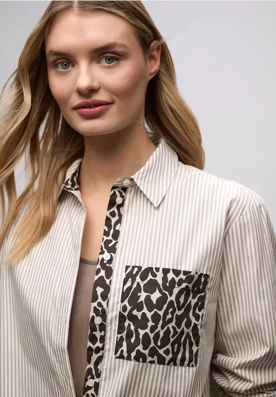 Street One Frauen Gestreifte Hemdbluse in Braun, Gr: 42