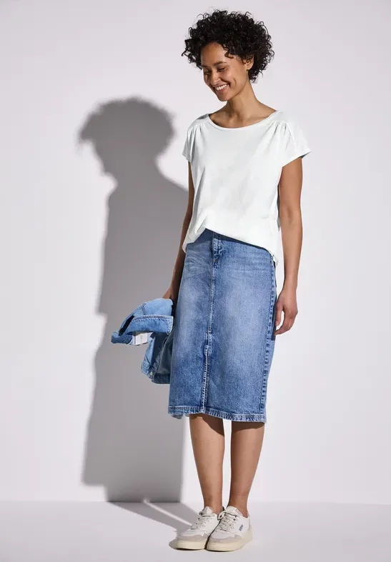 Thumbnail - Street One Frauen Shirt mit Raffung in Weiß, Gr: 46