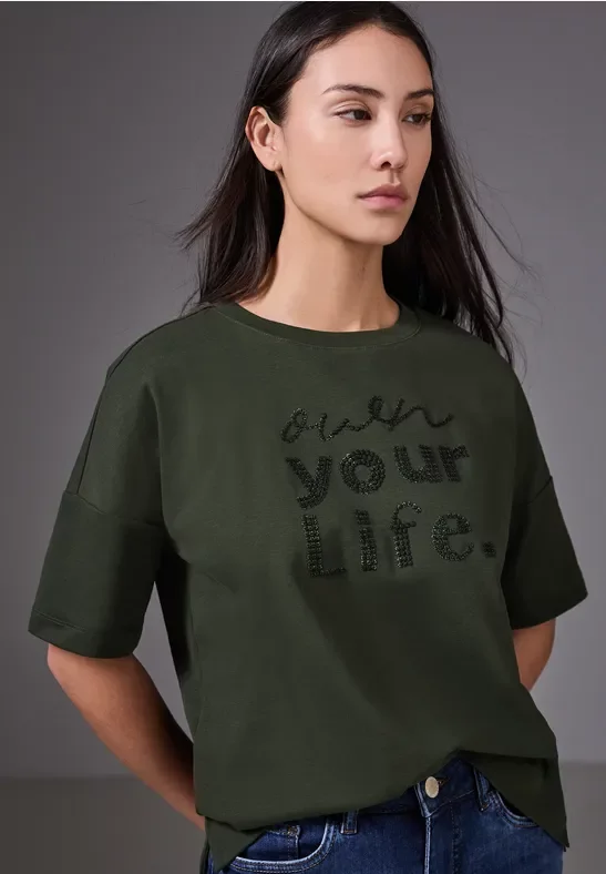 Street One Studio Frauen Kurzarmshirt in Grün, Gr: 36