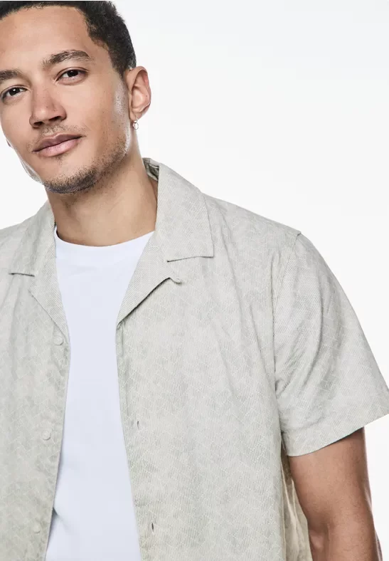 Street One MEN Männer Hemd mit Resort Print in Beige, Gr: XL