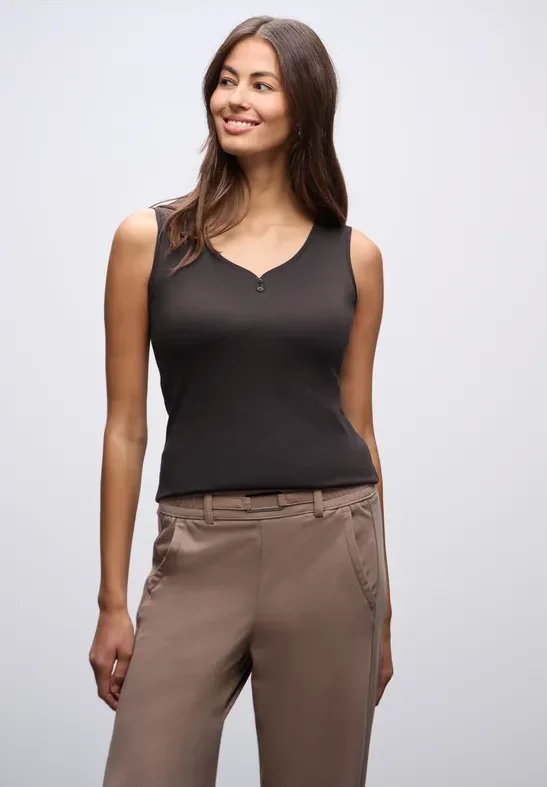 Street One Frauen Top mit Knopfdetail in Braun, Gr: 44