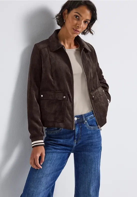Street One Frauen Kurze Cordjacke in Braun, Gr: 36
