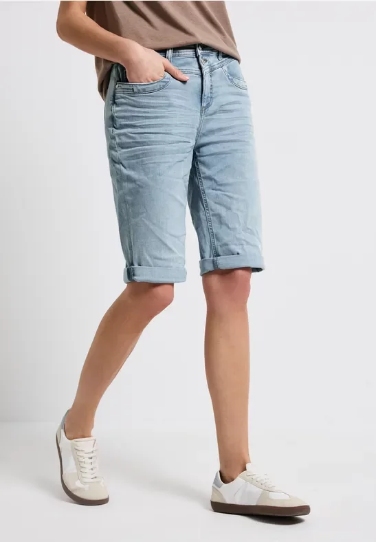 Street One Frauen Bleached Bermuda Jeans in Blau, Gr: 31